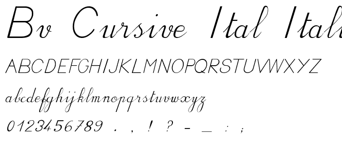 BV Cursive Ital Italic font